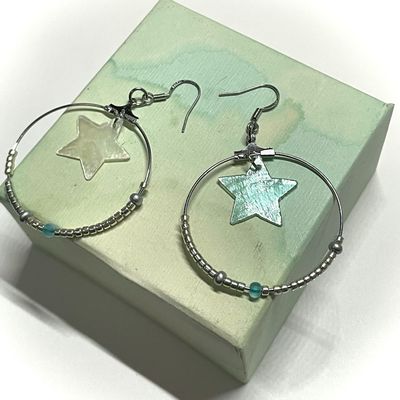 苹果的通信｜_异色星星耳环_银色时尚气质时尚设计五角星耳环耳坠