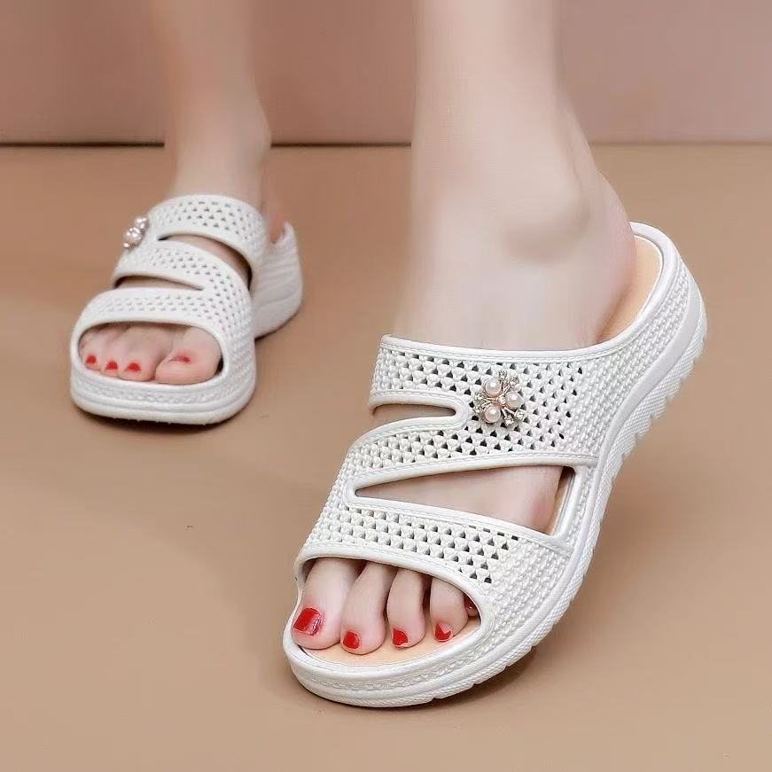 拖鞋女厚底镂空一字拖夏季防滑