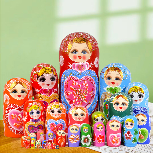 俄罗斯套娃实木套娃叠叠乐女孩男孩卡通儿童礼物哈尔滨满洲里特产