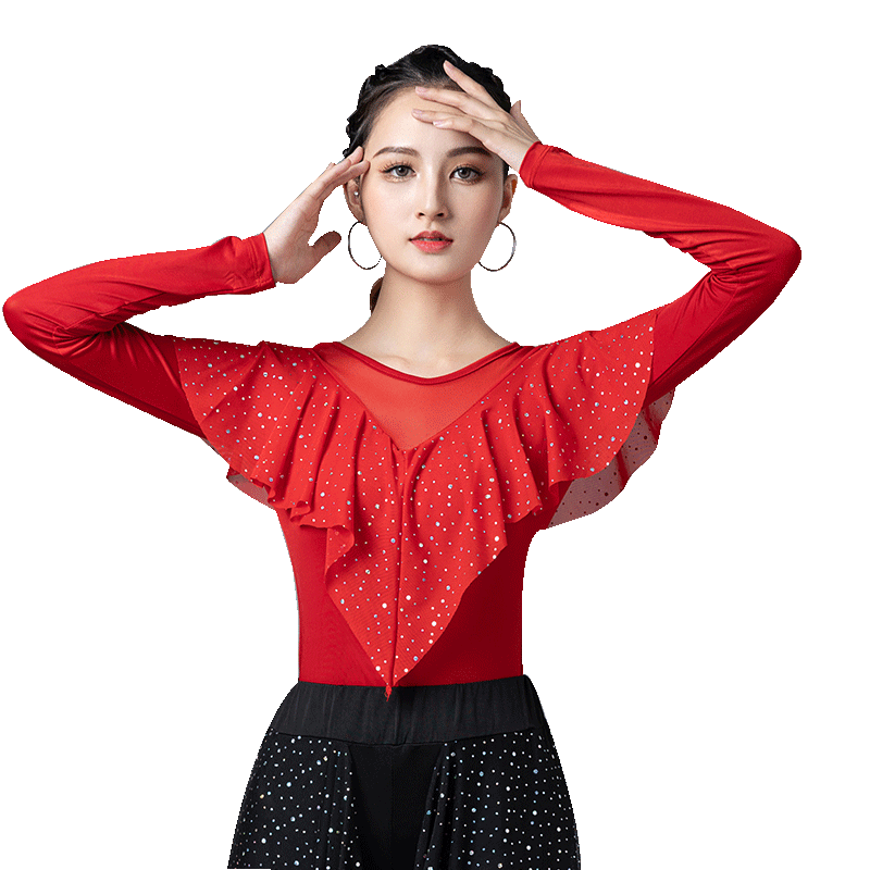 珍黎婷荷叶边吉特巴练功服