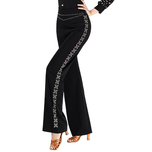 吉特巴舞裤女士舞蹈训练裤直筒国标交际舞长裤时尚高腰摩登舞裤子