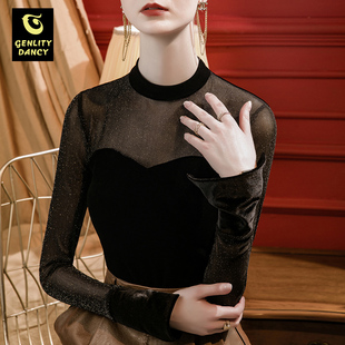 拉丁舞服2024新款时尚网红服装形体训练服装女高端交谊摩登舞上衣