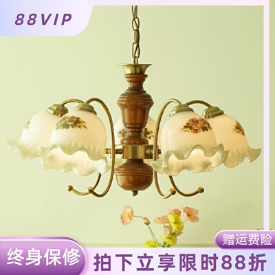 实木客厅高级感中古美式覆古法式轻奢中式饭厅欧式楼梯主卧室吊灯
