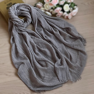 沙漠古城大西北旅游穿搭埃及度假风纯色浅灰色超大披肩围巾纱巾女