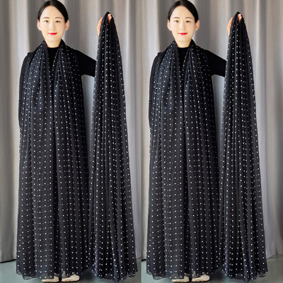 高档时尚长丝巾波点披肩女冬季超大百搭拍照纱巾时尚妈妈洋气围巾
