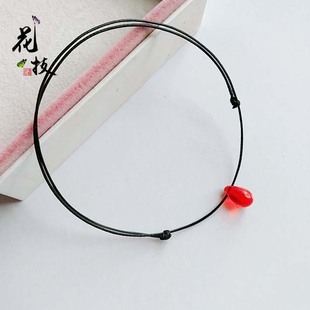 鲛人鱼眼泪脚链水滴本命年泪滴手链琉璃网红走夜路红绳小众中国风