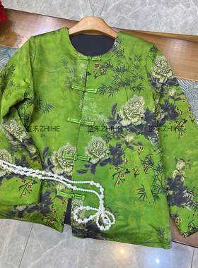 七七设计冬上新极简大牌老钱新中式香云纱盘扣棉短外套YS2-t149