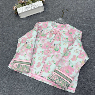 七七早春上新新中式宋锦提花桃花仙子温柔风刺绣短外套zl-67369A