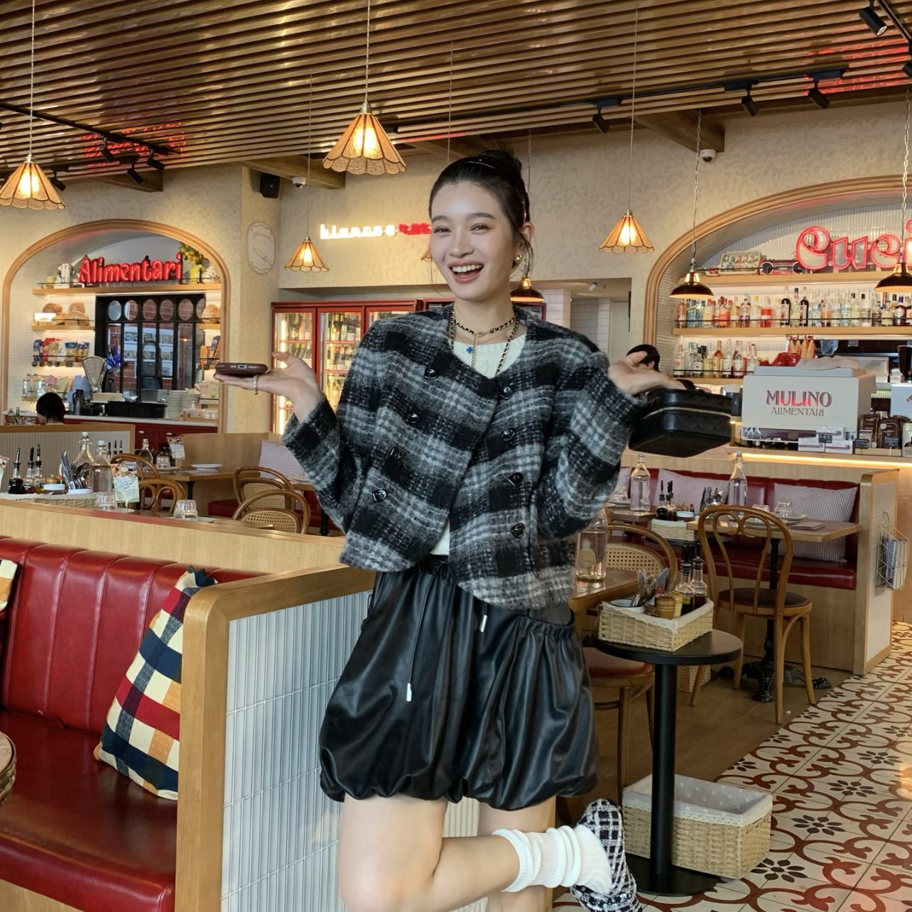 七七店千金风毛呢双排扣格纹羊毛短外套短外套（含30羊毛）Q15-06,女装/女士精品,时尚套装,淘宝优惠券,粉丝福利购,淘宝优惠卷