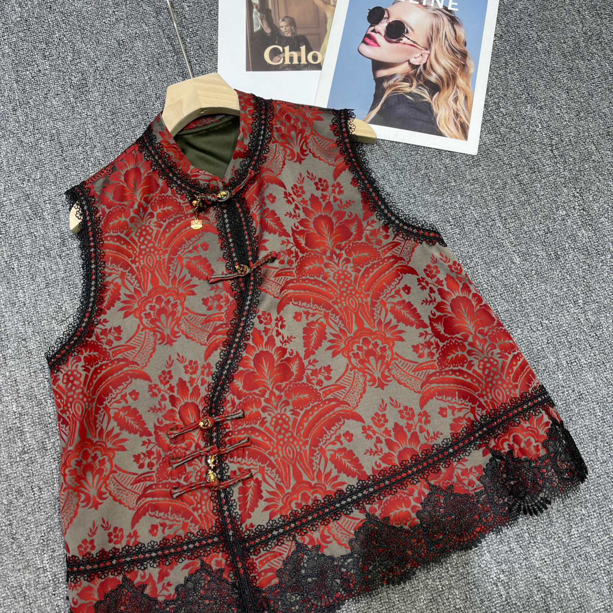 七七中式复古盘扣蕾丝花边提花丝毛马甲马甲（含10羊毛）zl-72366,女装/女士精品,马夹,淘宝优惠券,粉丝福利购,淘宝优惠卷