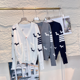 2660 含80羊毛 七七设计必拿TB风提花小狗针织开衫 外套保暖毛衣