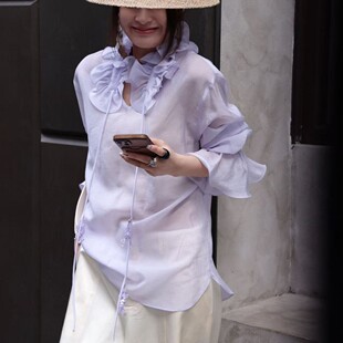 G311 YS110 七七设计2026早春上新法式 花瓣衬衣小衫