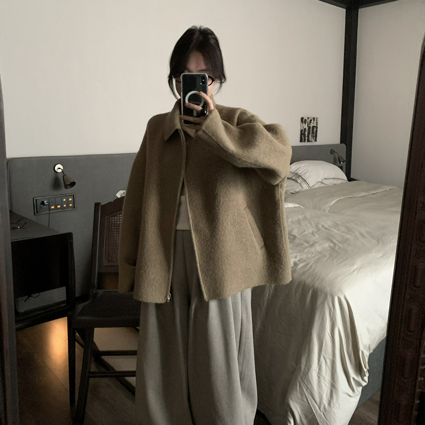 七七冬上新翻领宽松百搭时尚羊毛外套（含85羊毛）xz4048nt255