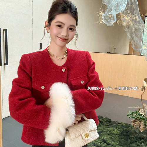 七七设计香风羽绒外套保暖羽绒服外套(配可拆卸毛袖)57828