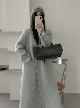 七七韩版长款苏丽大西服羊毛外套（含69.4绵羊毛）8396