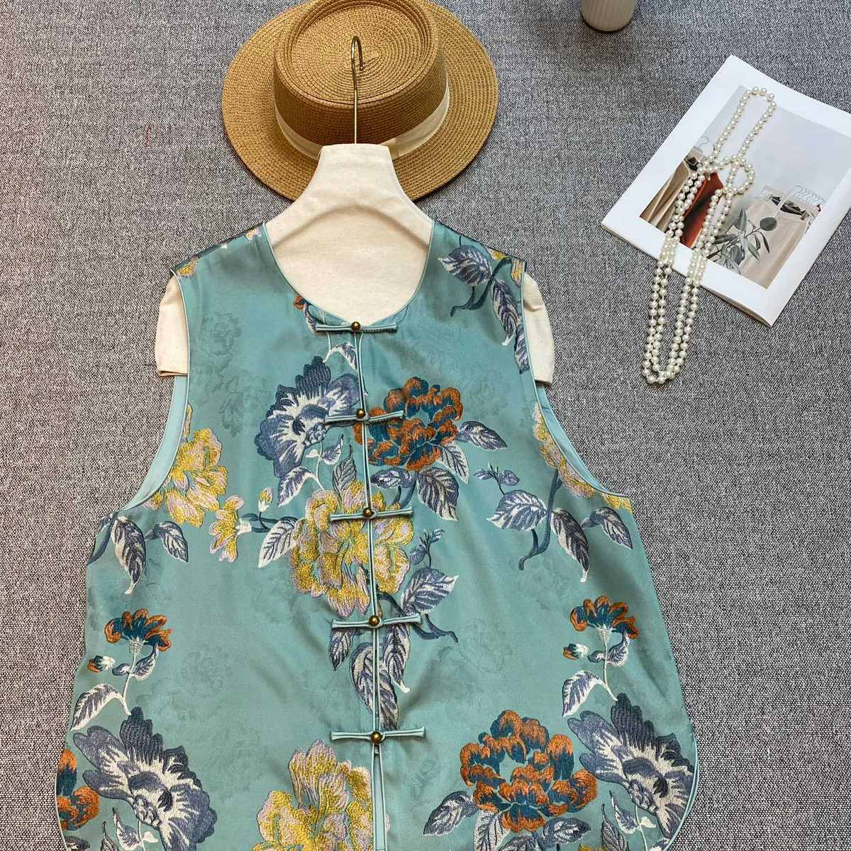 七七釉色的中式提花马甲手工盘扣锁住东方韵味马甲YS5-zl-75286,女装/女士精品,马夹,淘宝优惠券,粉丝福利购,淘宝优惠卷