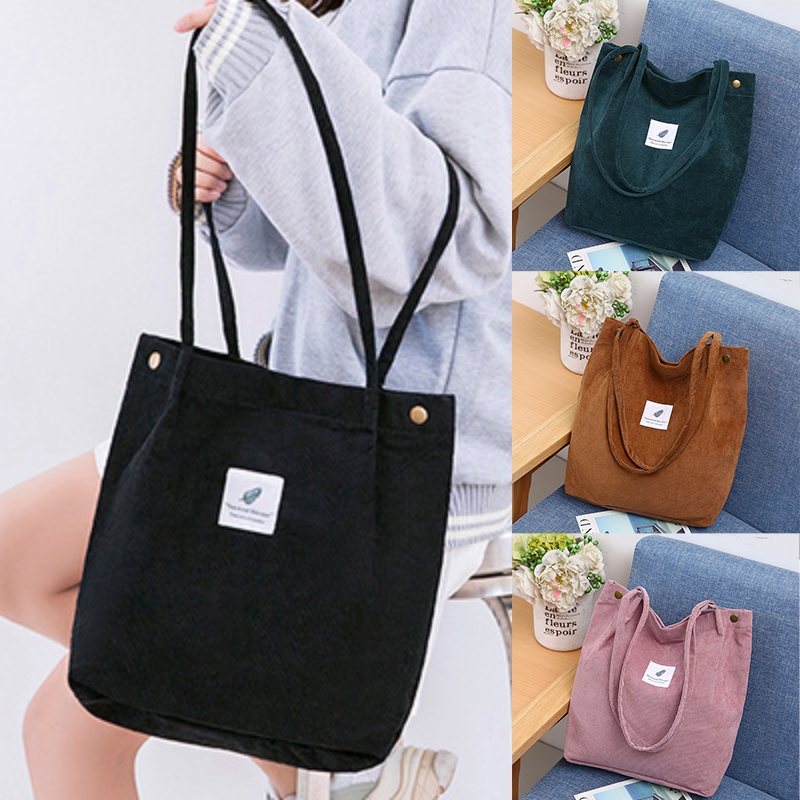 New Corduroy Shoulder Bag for Women Cotton Cloth Versatile H