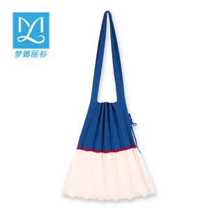 bag wool folding contrast design knitted shopping pleated