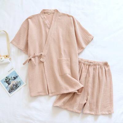 Summer Japanese Couples Pajamas Thin Cotton Gauze Crepe Shor