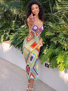 Dress Hal Knitted Maxi Crochet Women Sifreyr Summer Handmade