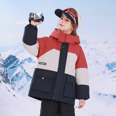 男女童装加厚拼接白鸭绒外套韩版