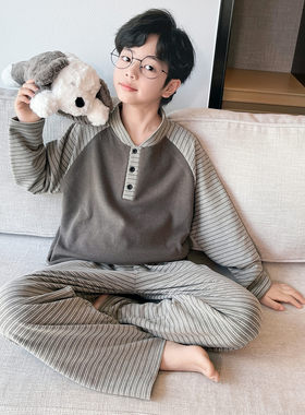 男童德绒条纹家居服套装2026新款