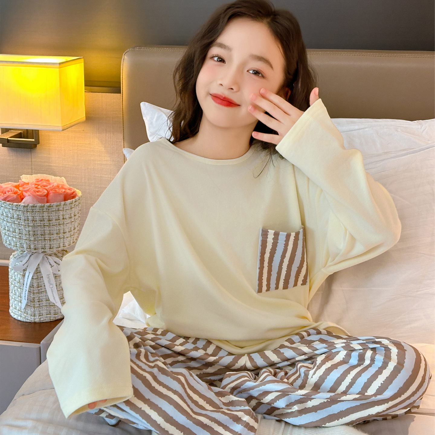 儿童睡衣春秋款德绒家居服两件套