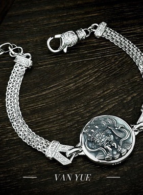 S925纯银扎基拉姆手链抽拉项链时尚藏传财神饰品新中式民族风百搭