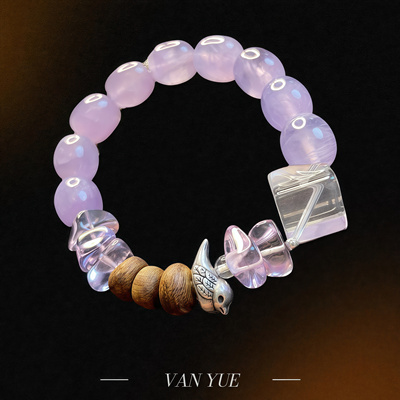 S925银随型紫水晶枣珠不规则方白水晶随型沉香算盘珠手串