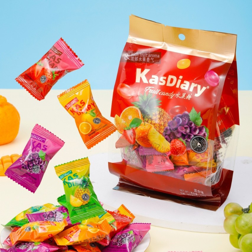 KasDiary水果糖208g混合味硬糖草莓味香橙味菠萝味休闲零食