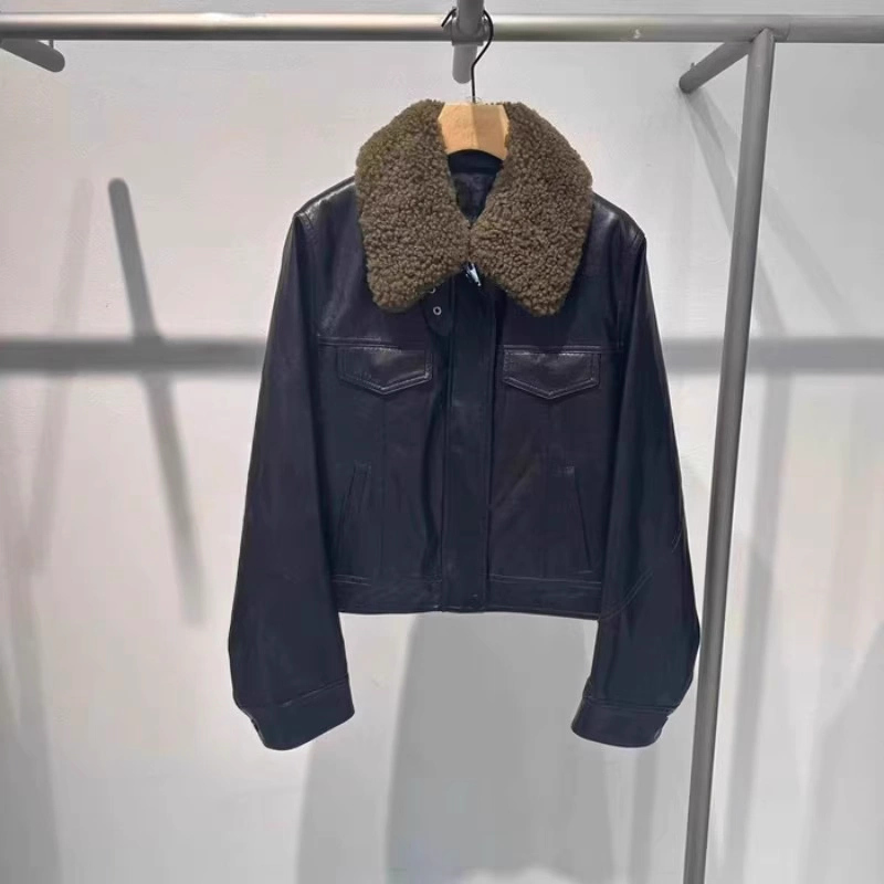 艾诺丝女装专柜正品国内代购2025冬季新品 皮衣外套AR104112-1980