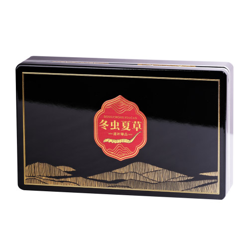 高档冬虫夏草木盒黑色烤漆烫金