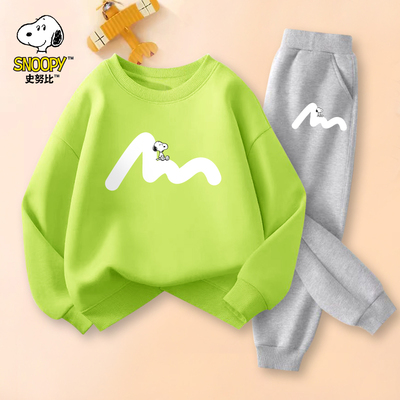 史努比男童春秋卫衣套装2025新款
