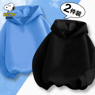 纯色打底衫 男童女童连帽上衣服大童长袖 儿童卫衣春秋款 史努比童装