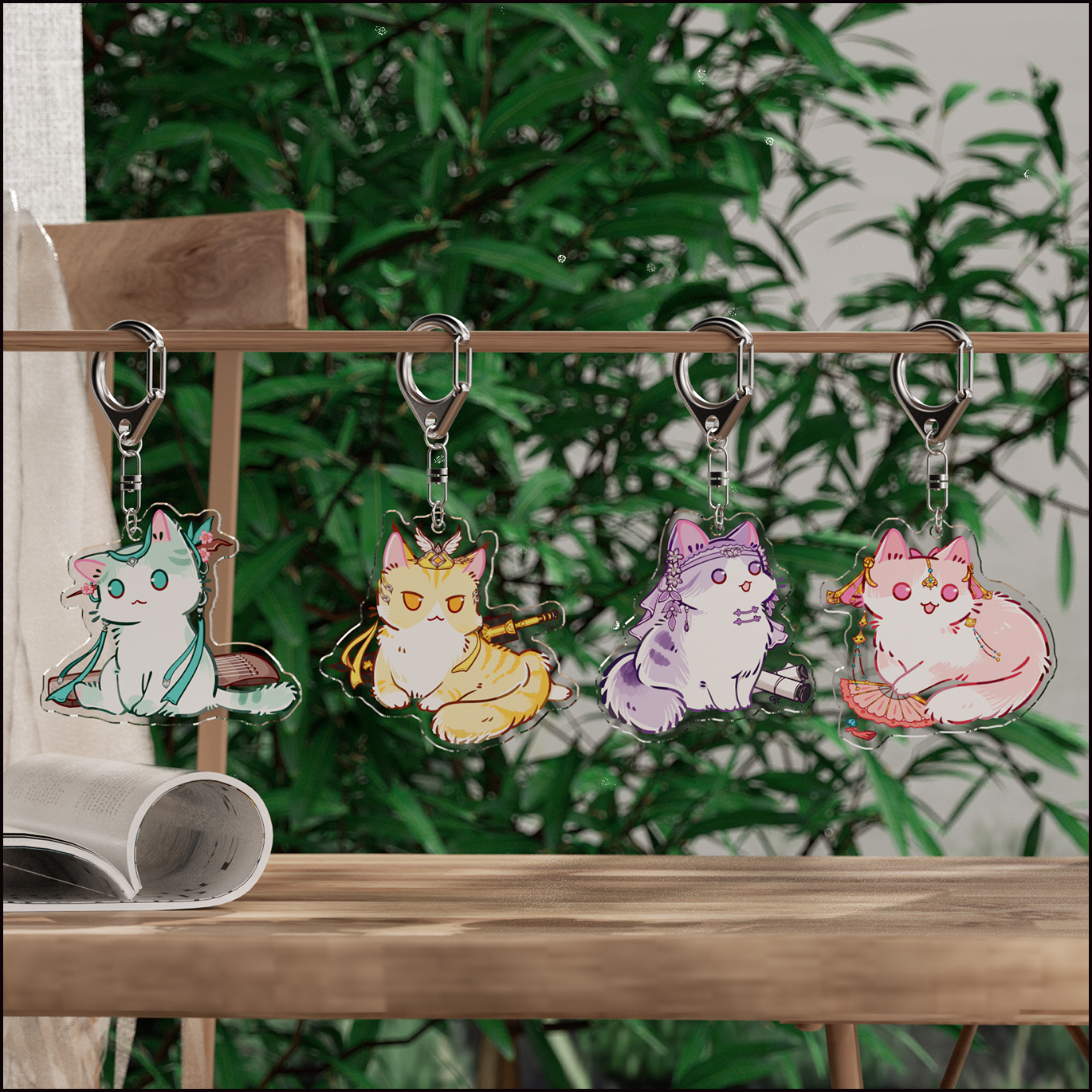 剑网3正版同人授权 小黑出品 剑三周边礼物 猫猫亚克力挂件钥匙扣