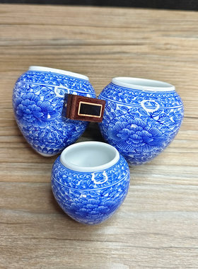 画眉鸟食罐景德镇青花瓷千叶牡丹