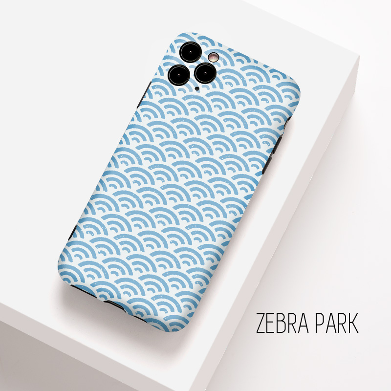 青海波花纹适用十二日系苹果ins风格iphone12pro海蓝色手机壳plus
