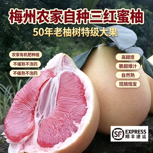 梅州三红蜜柚白心新鲜水果现摘