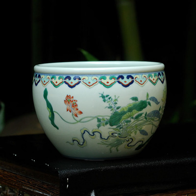 景德镇纯手工瓷器摆件荷花缸