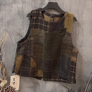 609原创复古斜纹数码 印花两面穿马甲