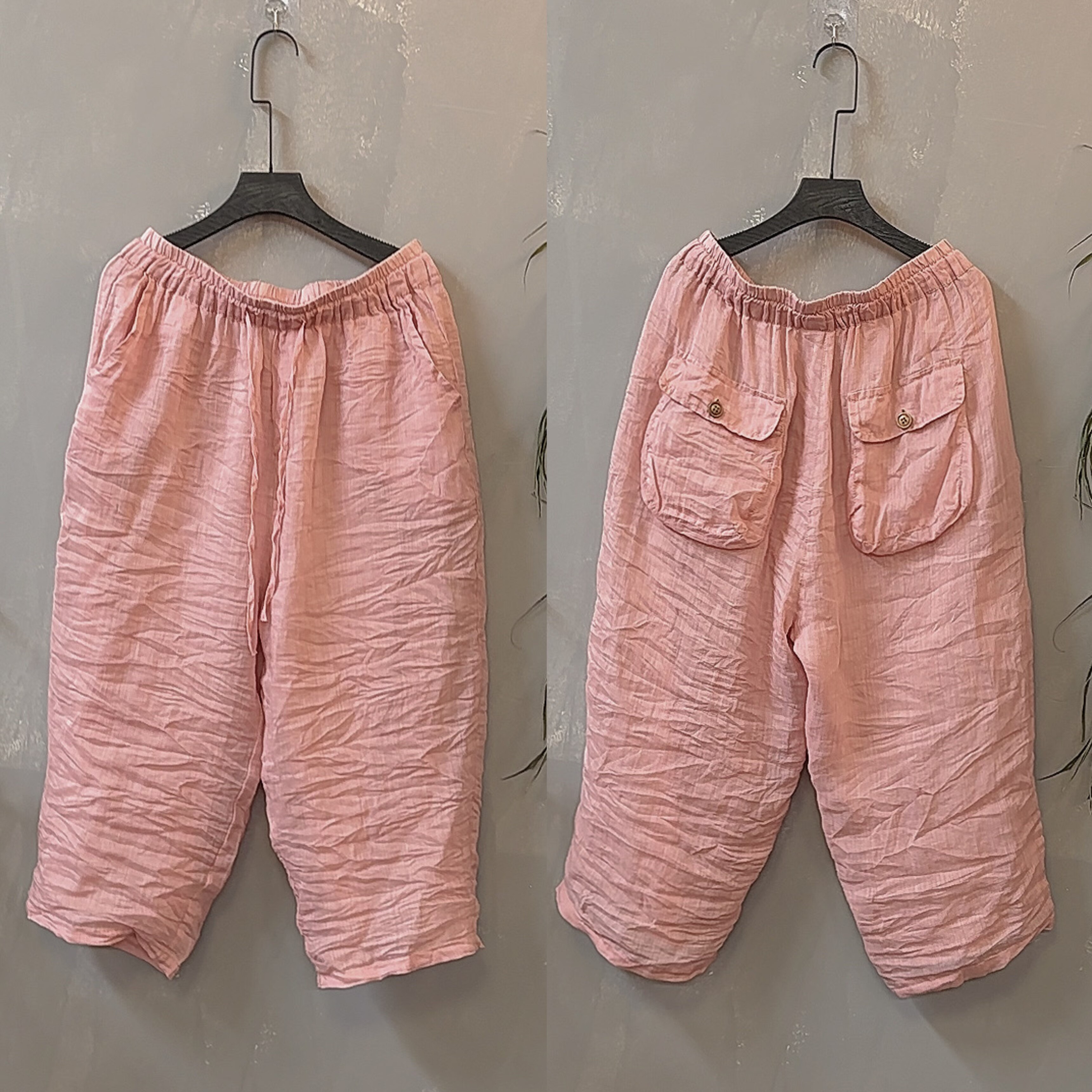 803后口袋苎麻双层宽松直筒裤（裤长84臀围120）,女装/女士精品,大码裤装,淘宝优惠券,粉丝福利购,淘宝优惠卷