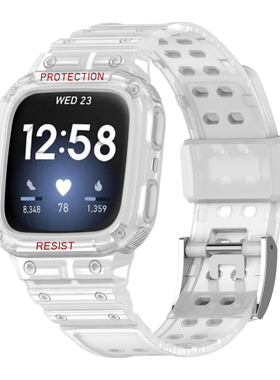 适用Fitbit versa/Lite一体PC边框+TPU手表带Versa2/3/4代Sense2