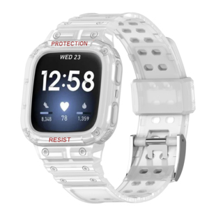 适用Fitbit versa/Lite一体PC边框+TPU手表带Versa2/3/4代Sense2