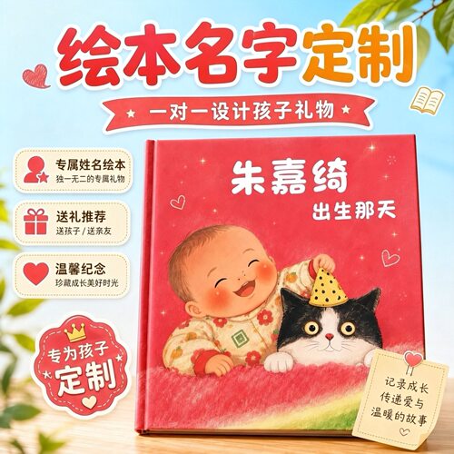 宝宝名字定制绘本|周岁礼物|满月礼物生日礼物出生礼物定制故事书
