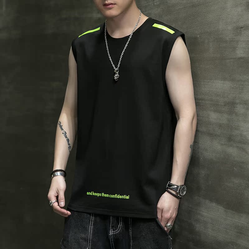 Men's summer casual basketball vest, fashionable sleeveless T-shirt, fashion brand sports pure cotton T-shirt