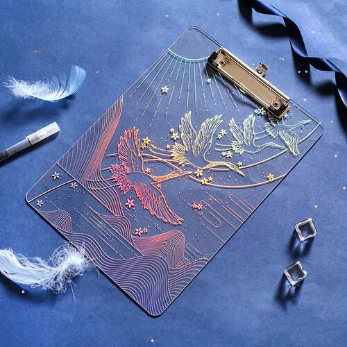 亚克力星空镭射板夹A4透明书写垫板烫金夹板写字试卷夹创意文具