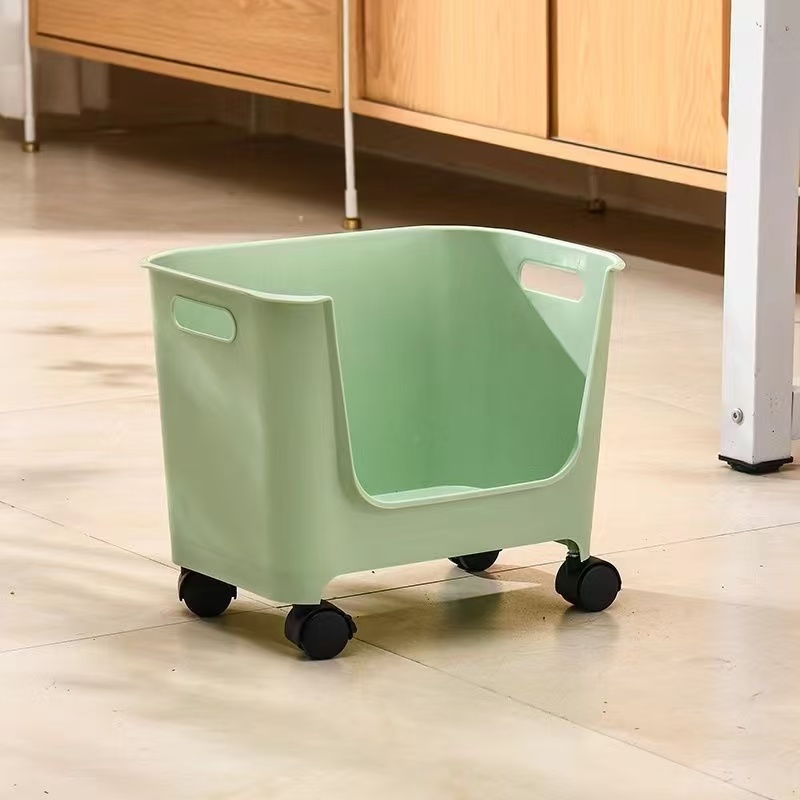 桌下置物收纳筐小推车装书教放书包滑轮卧室家用办公室书本放置筐