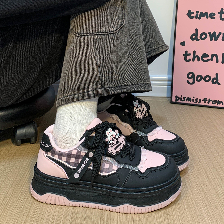 回力黑粉秋款小白鞋女