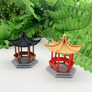 亭台楼阁摆件双层四角凉亭微景观水陆缸凉亭古建筑微景观假山