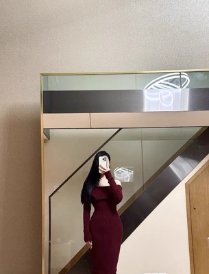 两色入/明艳美女 腰臀比 露肩收腰显瘦包臀针织连衣裙女